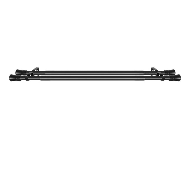 Marlow Black Double Curtain Rod Steel Pole Pommel Set Extendable Adjustable-1973193448194445315