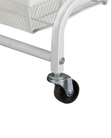 Levede 3 Tier Kitchen Trolley Cart Swivel White Colour-1975420477455339523