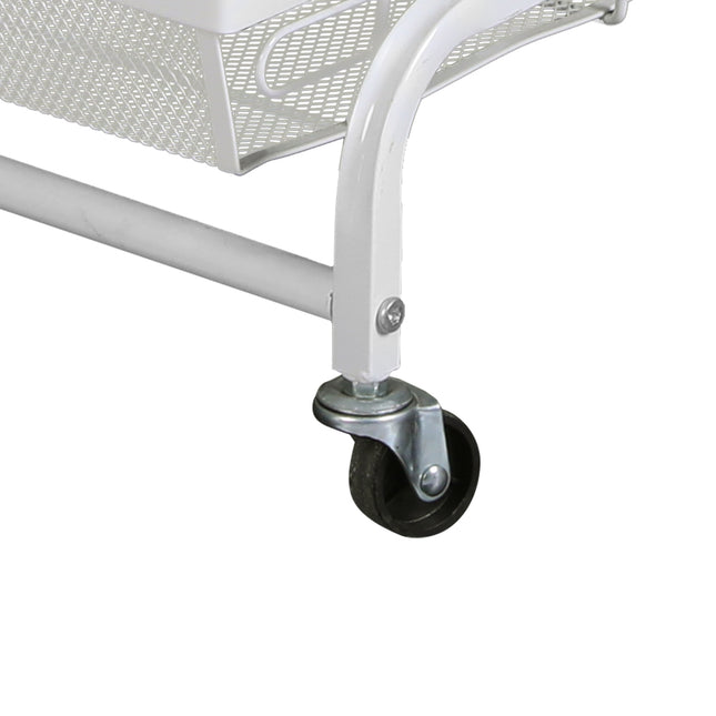 Levede 3 Tier Kitchen Trolley Cart Swivel White Colour-1975420477455339523