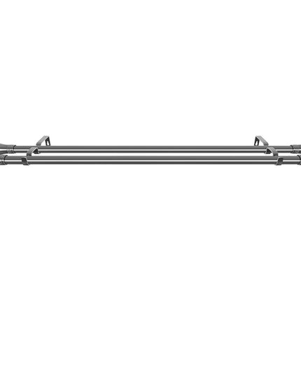 Marlow Silver Double Curtain Rod Steel Pole Pommel Set Extendable Adjustable-1973193448378994691