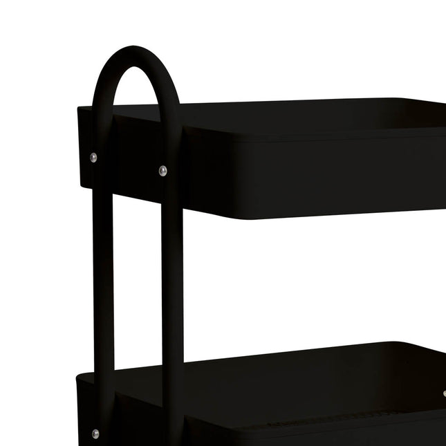 Levede 3 Tiers Kitchen Trolley Cart Black-1973193876663570435