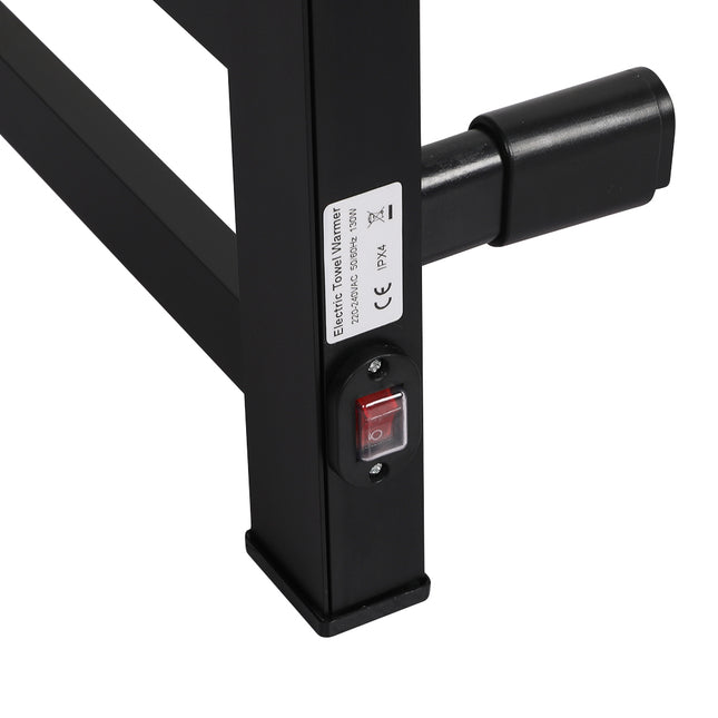 Heated Towel Rail Warmer Rack Wall Mounted Black-1973193892169912323
