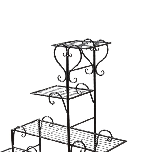 Levede Plant Stand Outdoor Indoor Metal Black-1973193772879712259