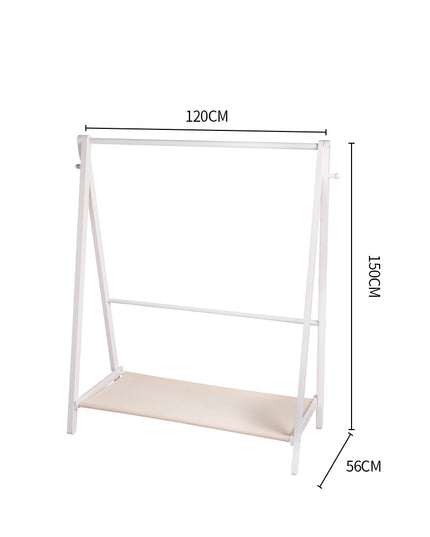 Levede Clothes Rack Wooden Wardrobe White-1973193811576360962