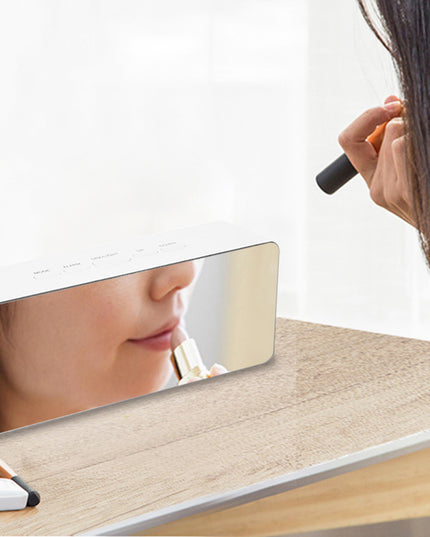 Alarm Clock Digital Led Mirror Desk Silver-1973193872133722116