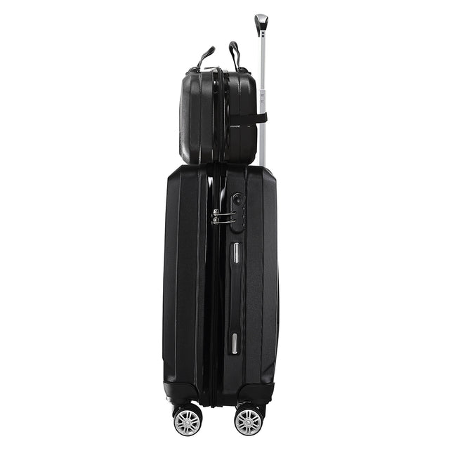Slimbridge 2pcs 20"Travel Luggage Set Black-1973193936109441028