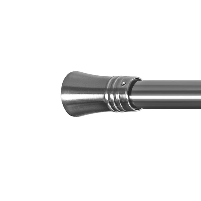 Marlow Silver Double Curtain Rod Steel Pole Pommel Set Extendable Adjustable-1973193448378994692