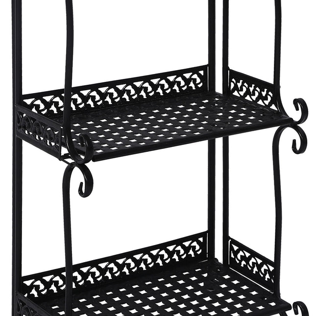 Levede Plant Stand 3 Tiers Outdoor Indoor Black-1973193777447309316