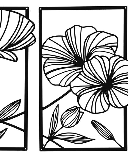 Yezi Metal Wall Art 4Pcs Floral Minimalist Line Decor-1973193531543654405