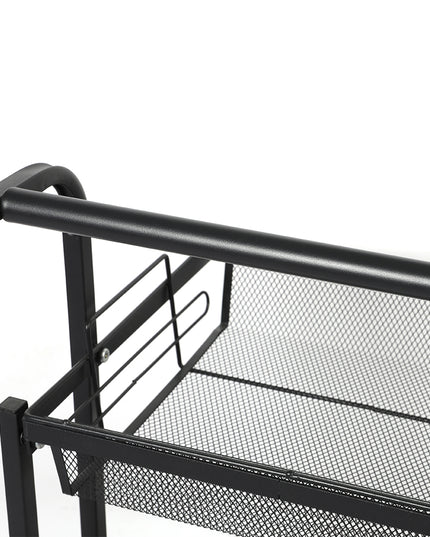 Levede 3 Tier Kitchen Trolley Cart Swivel Black Colour-1975420477254012933