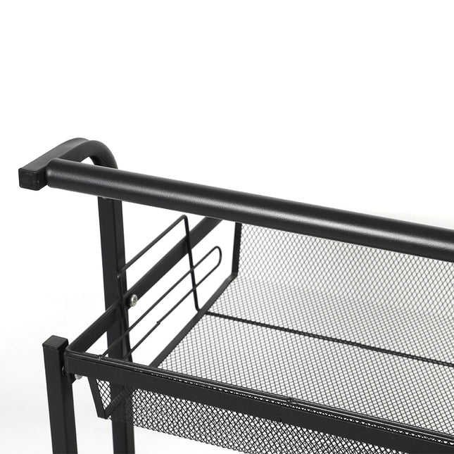 Levede 3 Tier Kitchen Trolley Cart Swivel Black Colour-1975420477254012933