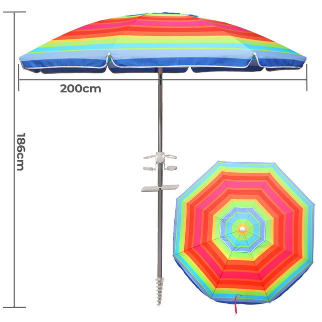 Mountview 2M Outdoor Beach Umbrellas Sand Colorful-1975420331447422978