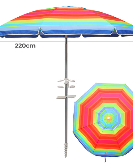Mountview 2.2M Outdoor Beach Umbrellas Sand Colorful-1973193500015071234