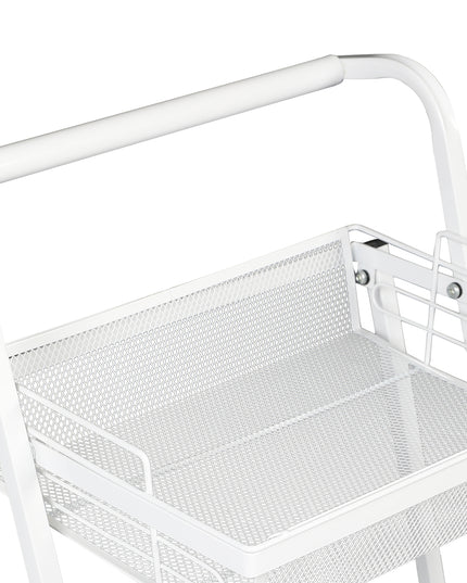 Levede 3 Tier Kitchen Trolley Cart Swivel White Colour-1975420477455339525