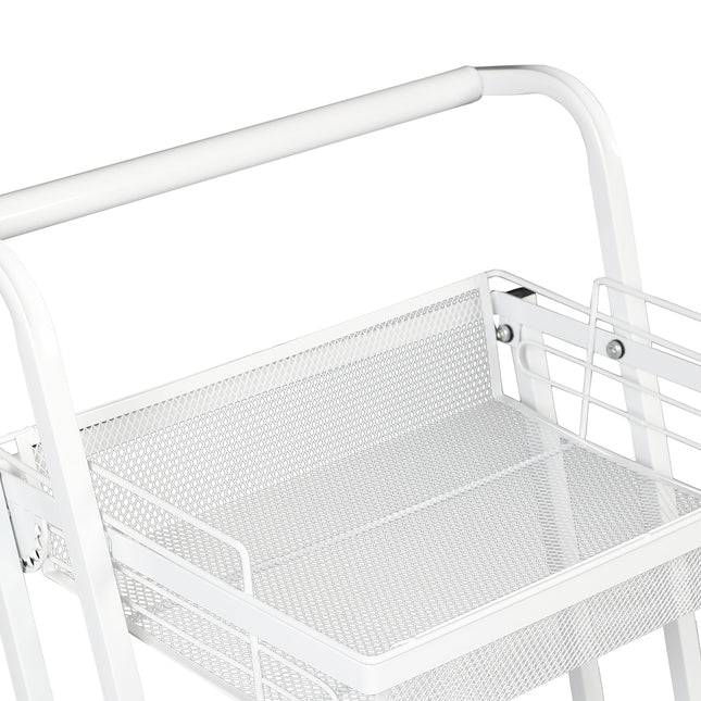 Levede 3 Tier Kitchen Trolley Cart Swivel White Colour-1975420477455339525