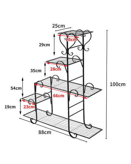 Levede Plant Stand Outdoor Indoor Metal Black-1973193772879712258