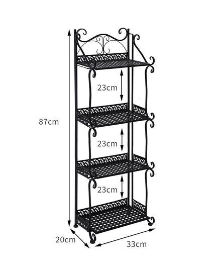 Levede Plant Stand 4 Tiers Outdoor Indoor Black-1973193777631858690